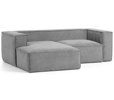 Blok venstrevendt chaiselong sofa i velour ripcurl 240 x 174 cm - Grå