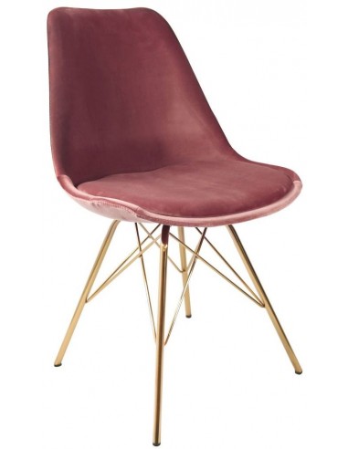 Bucket spisebordsstol i metal og velour H85 cm - Guld/Rosa