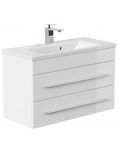 Portus komplet badmiljø i mdf og keramik H52,5 x B80,8 cm - Hvid højglans