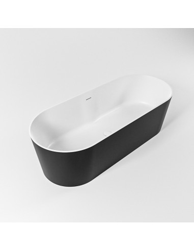 NOBLE fritstående badekar 180 x 75 cm Solid surface - Talkum/Sort