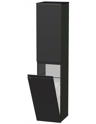 TARA Højrevendt skab med tøjkurv til badeværelse H161 cm MDF - Sort/Antracit højglans