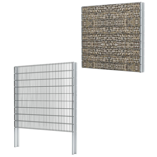 vidaXL 2D gabionhegn galvaniseret stål 2,008x1,83 m 20 m grå