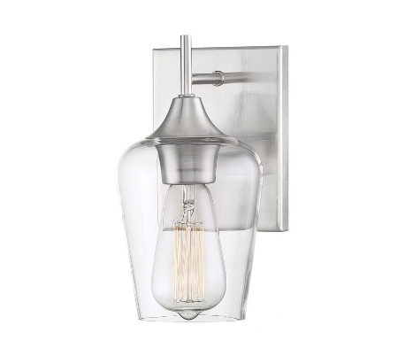 Octave 1 Væglampe H24 cm - Satineret nikkel/Klar