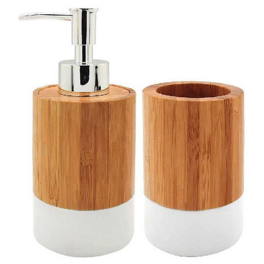 Conjunto de Banho DKD Home Decor Bambus (6.8 x 6.8 x 17 cm) (2 pcs)