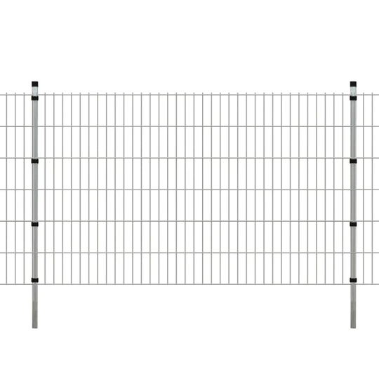 vidaXL 2D paneler og pæle til havehegn, 2.008x1.230 mm, 20 m, sølvgrå