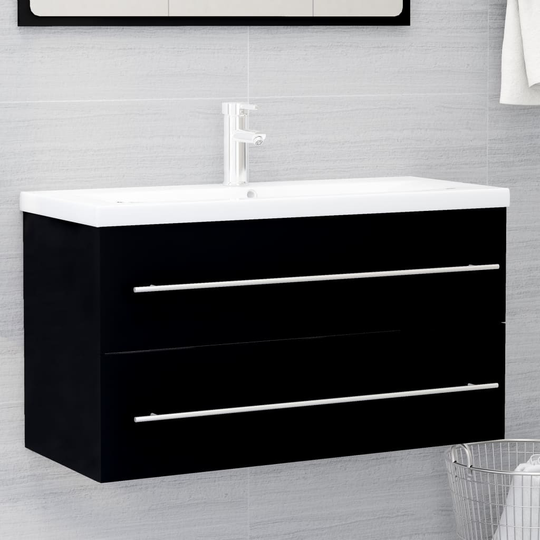 vidaXL vaskeskab 90x38,5x48 cm spånplade sort