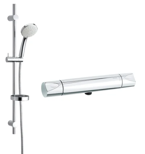 Damixa Clover Green Brusearmatur m/Termostat inkl. Brusesæt, Krom