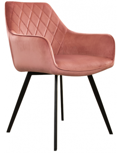 Karl spisebordsstol i metal og velour H86 cm - Sort/Rosa