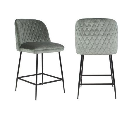 Pullitzer barstol i velour H102 cm - Jadegrøn/Sort