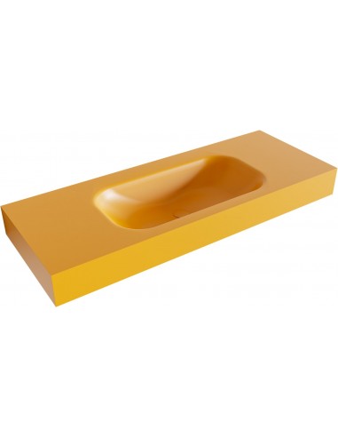 BIG SMALL væghængt håndvask 120 x 46 cm Solid surface - Okker