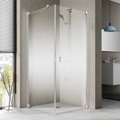 Kermi Raya TOL brusevæg 80x200 cm, venstrevendt, til brusedør 1KR, klart glas/120 cm frostet glas