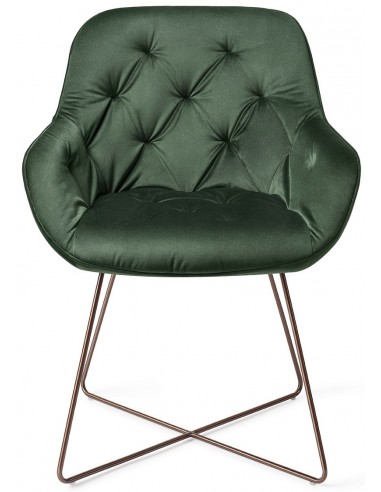2 x Tara Spisebordsstole H84 cm velour - Rødguld/Junglegrøn