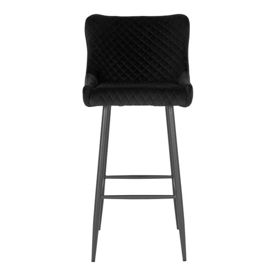 Barstol i sort velour med sorte ben - 1001239