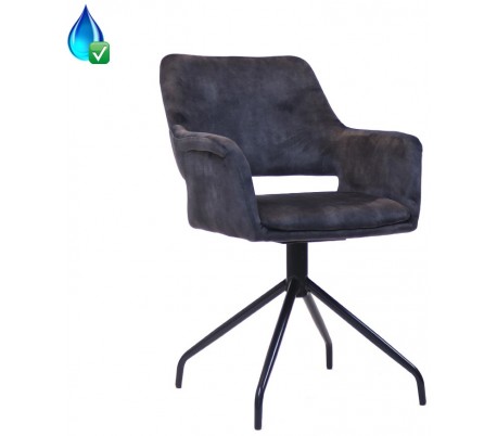 Nina rotérbar spisebordsstol i velour H84 cm - Sort/Antracit