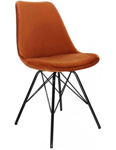 Bucket spisebordsstol i metal og velour H85 cm - Sort/Orange
