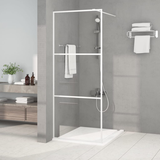vidaXL brusevæg 80x195 cm klart sikkerhedsglas hvid