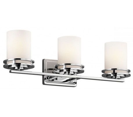Hendrik Badeværelseslampe i stål og glas B61 cm 3 x G9 LED - Poleret krom/Hvid