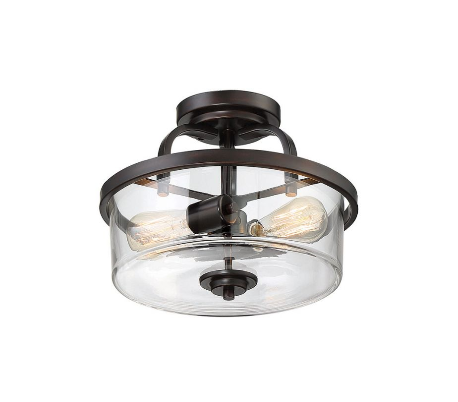 Tulsa 2 Semi-Flush Plafond Ø32 cm - Antik bronze/Klar