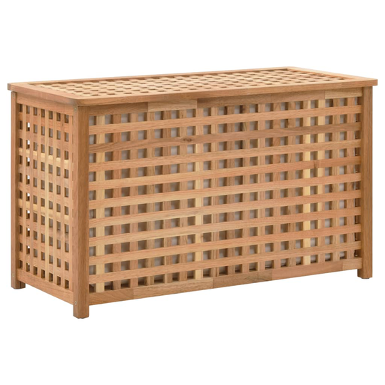 vidaXL vasketøjskurv 77,5 x 37,5 x 46,5 cm massivt valnøddetræ
