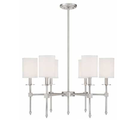Chatham 6 Lysekrone Ø71 cm - Satineret nikkel/Hvid
