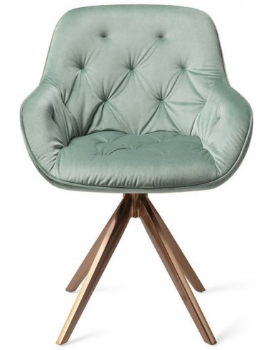 2 x Tara Rotérbare Spisebordsstole H84 cm velour - Rødguld/Jadegrøn