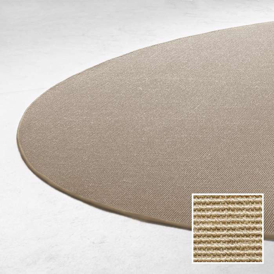 Rundt tæppe Ø 90, Sisal Boucle', Lys natur