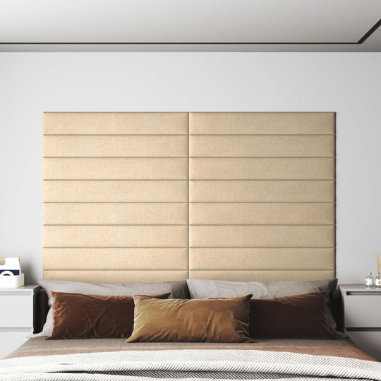 vidaXL vægpaneler 12 stk. 90x15 cm 1,62 m² stof cremefarvet