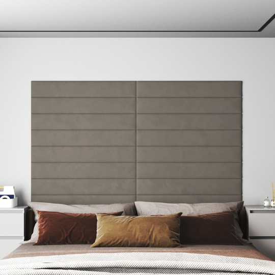 vidaXL vægpaneler 12 stk. 90x15 cm 1,62 m² fløjl lysegrå