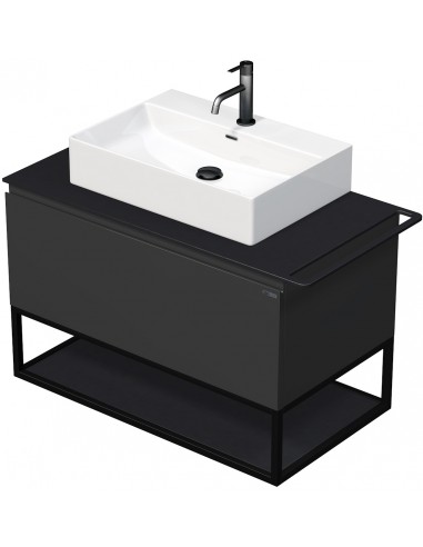 TARA Komplet badmiljø med 1 håndvask B98 cm Keramik, HPL og MDF - Sort/Mat antracit