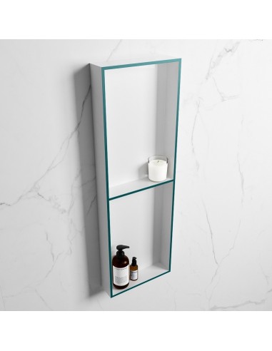 EASY hylde til badeværelset 89,5 x 29,5 cm Solid surface - Talkum/Petrolium