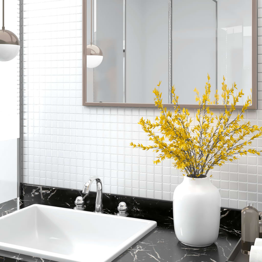 vidaXL mosaikfliser 22 stk. 30x30 cm glas hvid