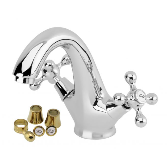 GEYSER Magnolia håndvask armatur 2 greb, krom og guld