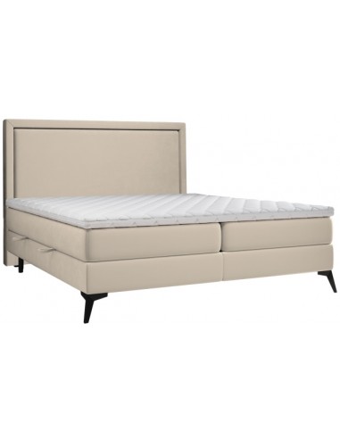 Joy kontinentalseng med opbevaring og sengegavl 180 x 200 cm med 7 komfortzoner - Sort/Guldbeige