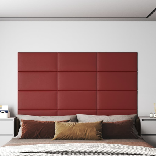 vidaXL vægpaneler 12 stk. 60x30 cm 2,16 m² kunstlæder vinrød