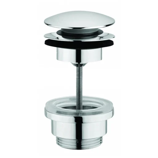 Push-open bundventil 1 1/4", kort model, krom