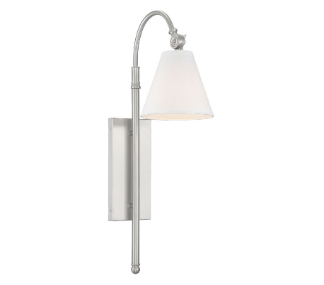 Rutland 1 Væglampe H62 cm - Satineret nikkel/Hvid
