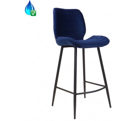 Toby Barstol i velour H104 cm - Sort/Mørkeblå