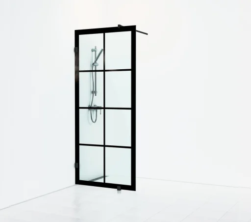 180° Rista Skærmvæg Fast 88x200 Sort Mat/Klart