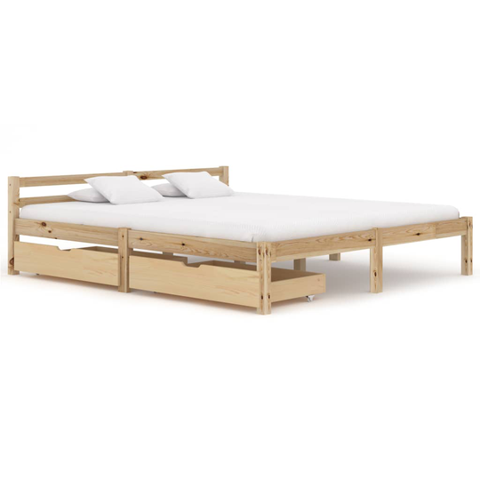 vidaXL sengestel med 2 skuffer 160x200 cm massivt fyrretræ