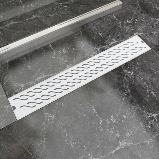 vidaXL Lineært bruseafløb bølgedesign 730x140 mm rustfrit stål
