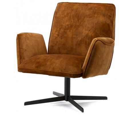 Lænestol i velour og metal H88 x B75 x D80 cm - Okker