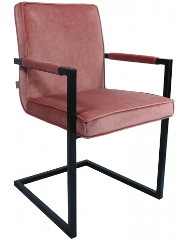 Jim spisebordsstol i metal og velour H90 cm - Sort/Rosa