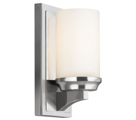 Amalia Badeværelseslampe i stål og glas H24,1 cm 1 x G9 LED - Poleret krom/Hvid