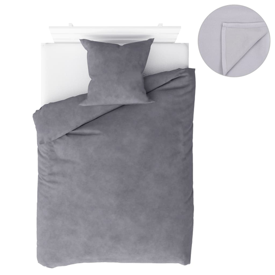 vidaXL sengesæt 4 dele 140 x 200/60 x 70 cm fleece grå