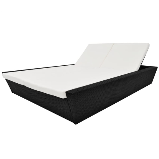 vidaXL loungeseng med hynde polyrattan sort