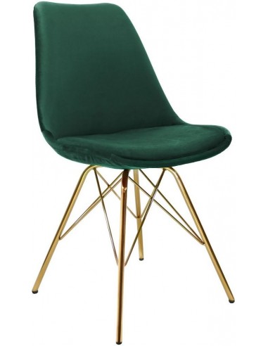Bucket spisebordsstol i metal og velour H85 cm - Guld/Mørkegrøn