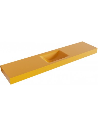 CLOUD væghængt håndvask 200 x 46 cm Solid surface - Okker