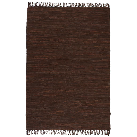 vidaXL håndvævet chindi-tæppe læder 80 x 160 cm brun