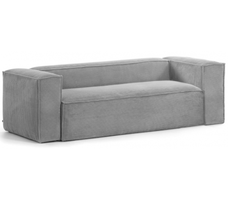 Blok 3-personers sofa i velour ripcurl B240 cm - Grå