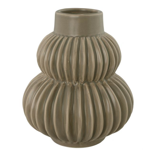 Vase i grå keramik m. riller Ø13,5x16 cm - 4441090